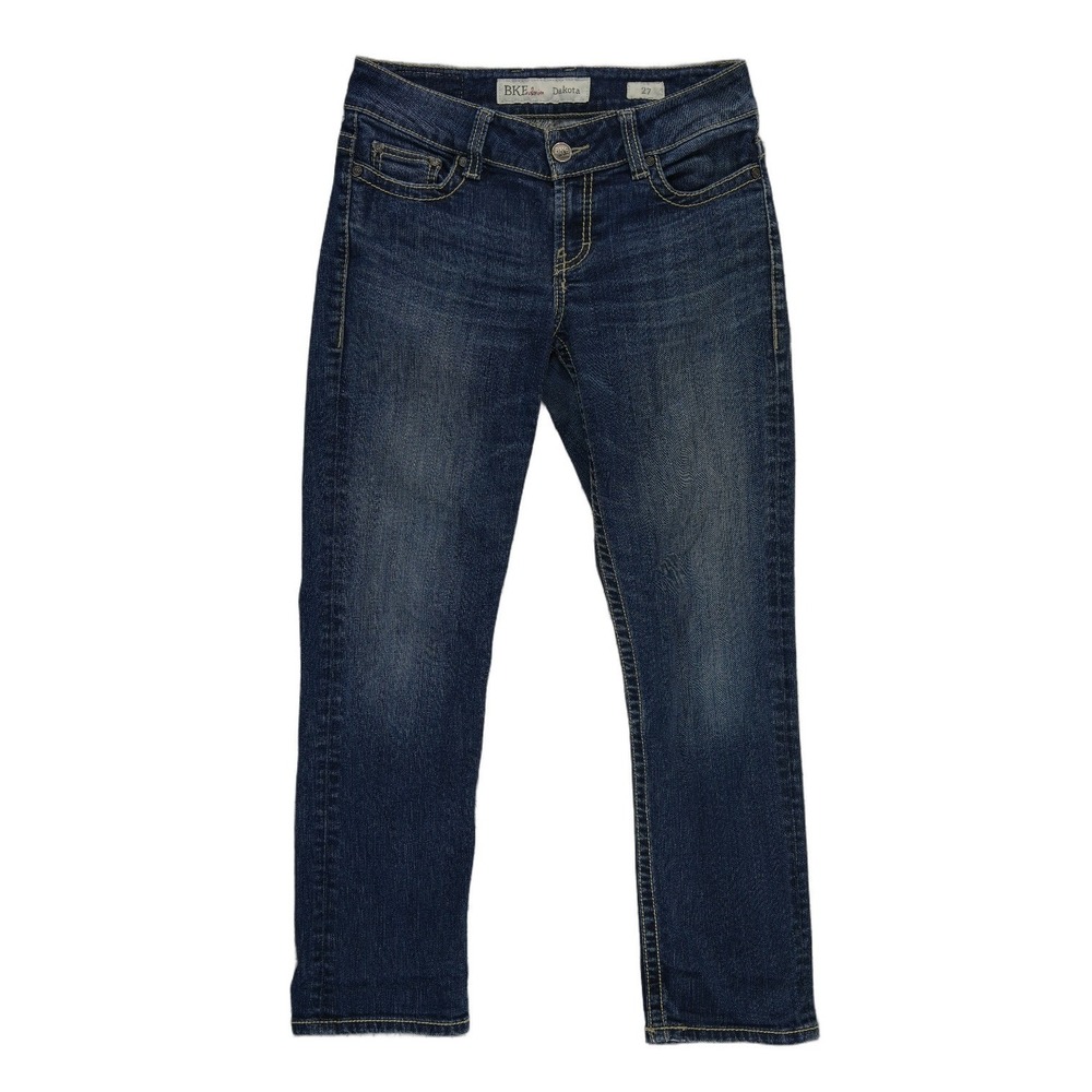 BKE Dakota Straight Leg Jeans Women Size 27 Blue Dark Wash Contrast Stitch Indie